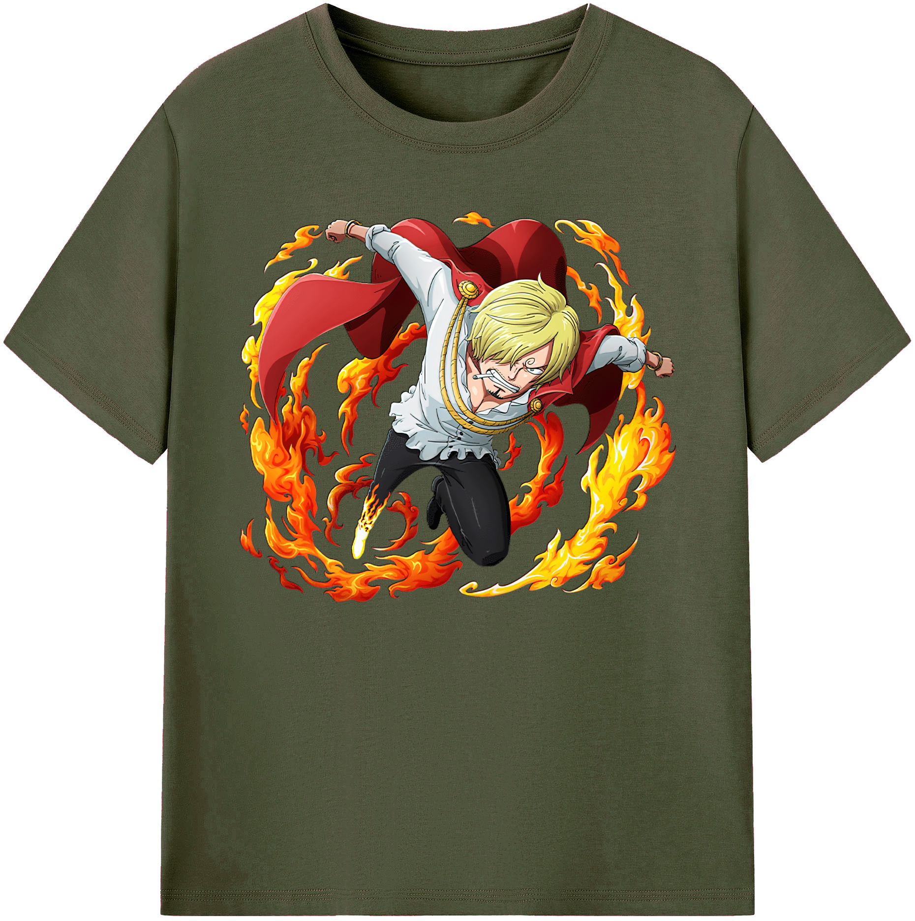 （画像用） ワンピース サンジ ONE PIECE Sanji 綿100％ メンズ半袖Tシャツ｜肌触りやわらか＆通気性